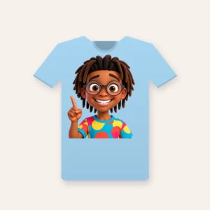 Sample product mockup: Malik Bright Ideas Tee Sky Blue